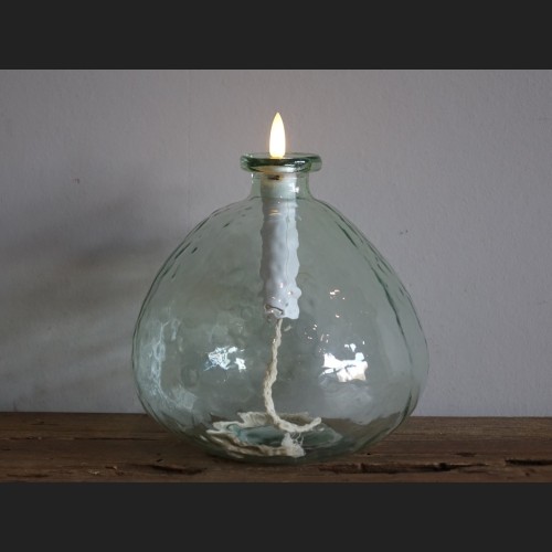 Glas met LED Kaars Lichtgroen