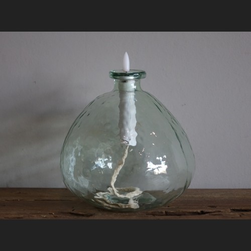 Glas met LED Kaars Lichtgroen